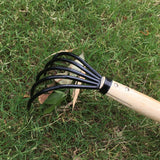 Maxbell Garden Rake Portable Hand Rake Agriculture Wooden Handle for Outdoors Farm