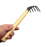 Maxbell Garden Rake Portable Hand Rake Agriculture Wooden Handle for Outdoors Farm