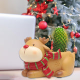 Maxbell Resin Garden Flower Pots Christmas Flower Vase Ornament for Tabletop Reindeer