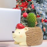 Maxbell Resin Garden Flower Pots Christmas Flower Vase Ornament for Tabletop Hedgehog