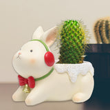 Maxbell Resin Garden Flower Pots Christmas Flower Vase Ornament for Tabletop Bunny
