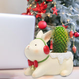 Maxbell Resin Garden Flower Pots Christmas Flower Vase Ornament for Tabletop Bunny