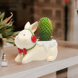 Maxbell Resin Garden Flower Pots Christmas Flower Vase Ornament for Tabletop Bunny