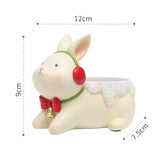 Maxbell Resin Garden Flower Pots Christmas Flower Vase Ornament for Tabletop Bunny