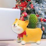 Maxbell Resin Garden Flower Pots Christmas Flower Vase Ornament for Tabletop Dog