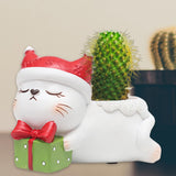 Maxbell Resin Garden Flower Pots Christmas Flower Vase Ornament for Tabletop Cat