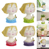 Maxbell Cute Girls Plant Pot Creative Resin Flowerpot for Indoor Outdoor Decor Blue