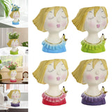 Maxbell Cute Girls Plant Pot Creative Resin Flowerpot for Indoor Outdoor Decor Blue