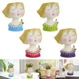 Maxbell Cute Girls Plant Pot Creative Resin Flowerpot for Indoor Outdoor Decor Blue
