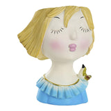 Maxbell Cute Girls Plant Pot Creative Resin Flowerpot for Indoor Outdoor Decor Blue