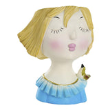 Maxbell Cute Girls Plant Pot Creative Resin Flowerpot for Indoor Outdoor Decor Blue