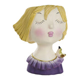 Maxbell Cute Girls Plant Pot Creative Resin Flowerpot for Indoor Outdoor Decor Purple