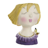 Maxbell Cute Girls Plant Pot Creative Resin Flowerpot for Indoor Outdoor Decor Purple