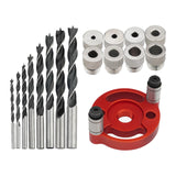 Maxbell Self Centering Doweling Tool Sleeve Tool Durable for Woodworking Joinery Drill Bit Drill Bush red