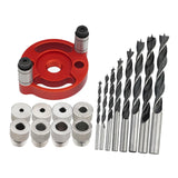 Maxbell Self Centering Doweling Tool Sleeve Tool Durable for Woodworking Joinery Drill Bit Drill Bush red