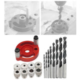 Maxbell Self Centering Doweling Tool Sleeve Tool Durable for Woodworking Joinery Drill Bit Drill Bush red