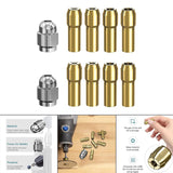 Maxbell 10 Pieces 4485 Brass Collet Set Full Metal Nut Rotary Tool Parts Replacement