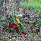 Maxbell Novelty Frog Figurine Resin Animal Sculpture for Housewarming Decor Gift Red