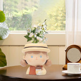 Maxbell Flower Planter Makeup Brush Holder Resin for Garden Office Holiday Gift Milk Tea