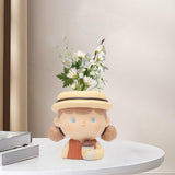 Maxbell Flower Planter Makeup Brush Holder Resin for Garden Office Holiday Gift Milk Tea