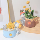 Maxbell Cute Flower Planter Resin Ornament Decorative for Windowsill Desk Home Decor Canned Cat