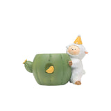 Maxbell Cute Flower Planter Resin Ornament Decorative for Windowsill Desk Home Decor Sheep
