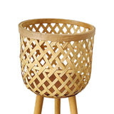 Maxbell Hand Woven Flower Pot Stand Farmhouse for Home Office Living Room Large