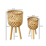 Maxbell Hand Woven Flower Pot Stand Farmhouse for Home Office Living Room Large