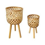 Maxbell Hand Woven Flower Pot Stand Farmhouse for Home Office Living Room Large
