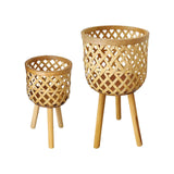 Maxbell Hand Woven Flower Pot Stand Farmhouse for Home Office Living Room Large