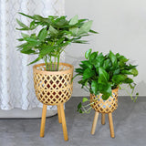 Maxbell Hand Woven Flower Pot Stand Farmhouse for Home Office Living Room Large