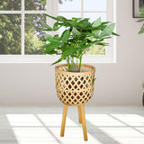 Maxbell Hand Woven Flower Pot Stand Farmhouse for Home Office Living Room Large
