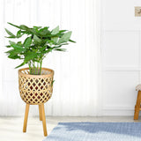 Maxbell Hand Woven Flower Pot Stand Farmhouse for Home Office Living Room Large