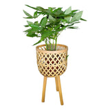 Maxbell Hand Woven Flower Pot Stand Farmhouse for Home Office Living Room Large