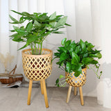 Maxbell Hand Woven Flower Pot Stand Farmhouse for Home Office Living Room Small
