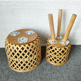 Maxbell Hand Woven Flower Pot Stand Farmhouse for Home Office Living Room Small