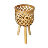 Maxbell Hand Woven Flower Pot Stand Farmhouse for Home Office Living Room Small