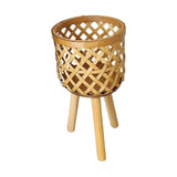 Maxbell Hand Woven Flower Pot Stand Farmhouse for Home Office Living Room Small