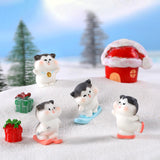 Maxbell 8x Cute Skiing Kitten Handmade Ornaments Statues Landscape Home Decor