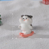 Maxbell 8x Cute Skiing Kitten Handmade Ornaments Statues Landscape Home Decor