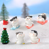 Maxbell 8x Cute Skiing Kitten Handmade Ornaments Statues Landscape Home Decor