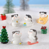 Maxbell 8x Cute Skiing Kitten Handmade Ornaments Statues Landscape Home Decor