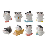 Maxbell 8x Cute Skiing Kitten Handmade Ornaments Statues Landscape Home Decor