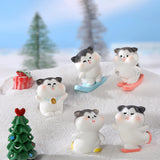 Maxbell 8x Cute Skiing Kitten Handmade Ornaments Statues Landscape Home Decor