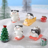 Maxbell 8x Cute Skiing Kitten Handmade Ornaments Statues Landscape Home Decor