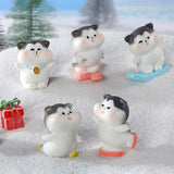 Maxbell 8x Cute Skiing Kitten Handmade Ornaments Statues Landscape Home Decor