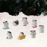 Maxbell 8x Cute Skiing Kitten Handmade Ornaments Statues Landscape Home Decor