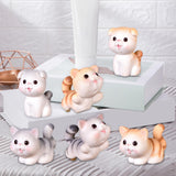 Maxbell 6Pcs Miniature Cat Figurines Ornament Cat Statue for Home Bedroom Decoration