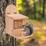 Maxbell Wooden Squirrel Feeder Box Durable Feeding Station for Backyard Funny Gifts