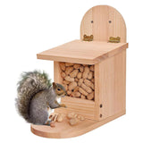 Maxbell Wooden Squirrel Feeder Box Durable Feeding Station for Backyard Funny Gifts